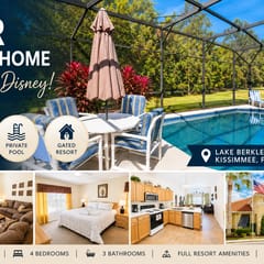 4BR Pool Home in Gated Lake Berkley Resort Near Disney, Wifi