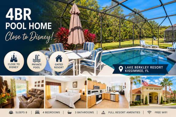 4BR Pool Home in Gated Lake Berkley Resort Near Disney, Wifi - Image 1