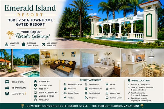 EMERALD ISLAND (8409BL) - 3BR 2.5BA Townhome, Gated Resort