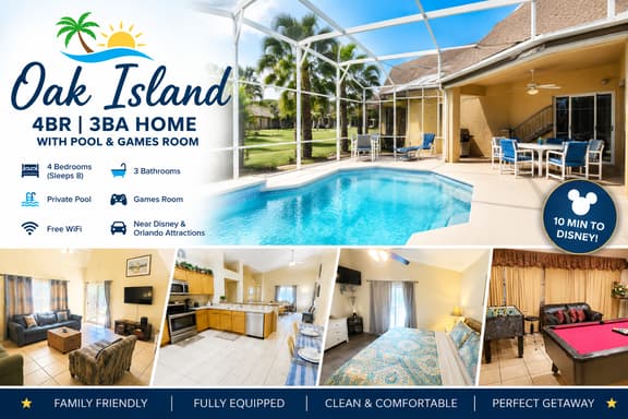 OAK ISLAND - 4BR 3BA Home w/ Pool & Games Room